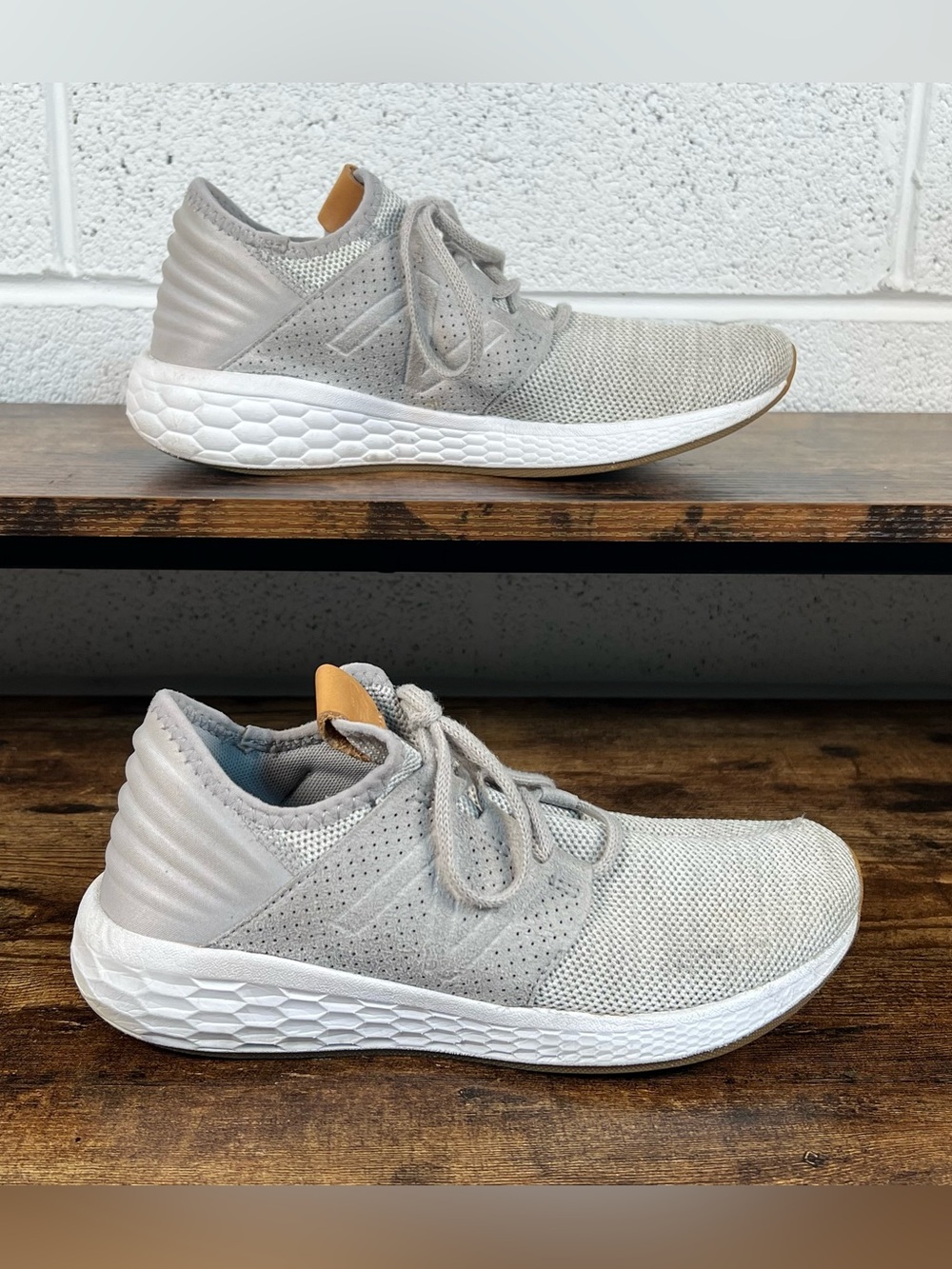 New Balance Sneakers Gray Slip On Shoes Knit Top Women's 8.5